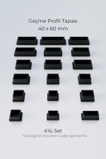 40X60 mm 4'lü Siyah Kare İçten Geçmeli Plastik Profil Tapası Tıpası – Sandalye & Masa Profil Kapağı