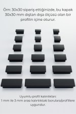 40X60 mm 4'lü Siyah Kare İçten Geçmeli Plastik Profil Tapası Tıpası – Sandalye & Masa Profil Kapağı - Görsel 4