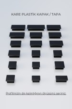 50X90 mm 4'lü Siyah Kare İçten Geçmeli Plastik Profil Tapası Tıpası – Sandalye & Masa Profil Kapağı - Görsel 3