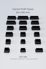 60X100 mm 4'lü Siyah Kare İçten Geçmeli Plastik Profil Tapası Tıpası – Sandalye & Masa Profil Kapağı