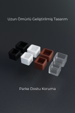 25x25 mm 4’lü Siyah Kare Kaymaz Sandalye Ayak Pabucu – Sessiz ve Parke Koruyucu - Görsel 4