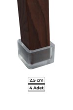 25x25 mm 4’lü Şeffaf Kare Kaymaz Sandalye Ayak Pabucu – Sessiz ve Parke Koruyucu - Görsel 2