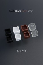 25x25 mm 4’lü Şeffaf Kare Kaymaz Sandalye Ayak Pabucu – Sessiz ve Parke Koruyucu - Görsel 3