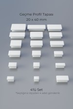 20X40 mm 4'lü Beyaz Kare İçten Geçmeli Plastik Profil Tapası Tıpası – Sandalye & Masa Profil Kapağı