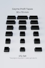 30X70 mm 4'lü Siyah Kare İçten Geçmeli Plastik Profil Tapası Tıpası – Sandalye & Masa Profil Kapağı
