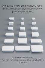 40x100 mm 4’lü Beyaz Kare Plastik Profil Tapası – Sandalye Masa İçin İçten Geçmeli Profil Kapağı - Görsel 4